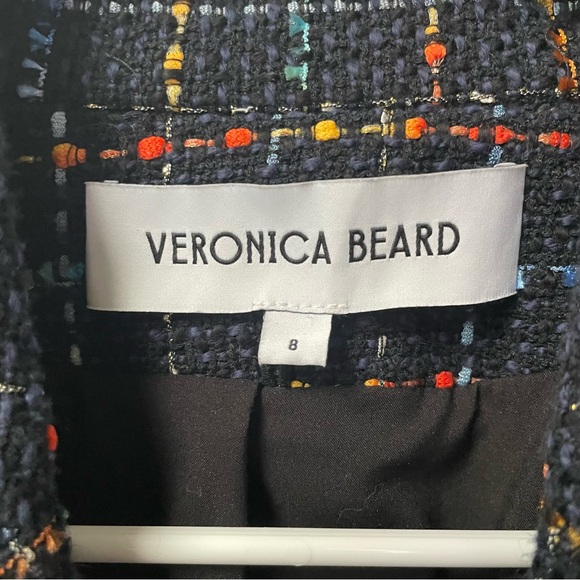Veronica Beard Women's Rumer Dickey Tweed Jacket Coat Navy Multi Blue Size 8 - Picture 2 of 10